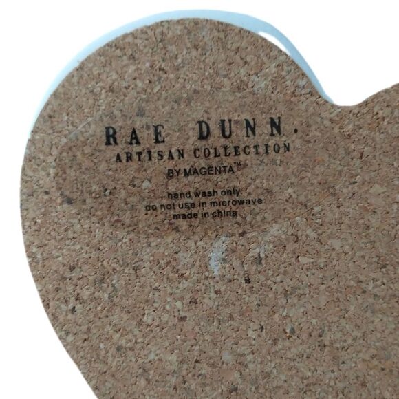 RAE DUNN Heart Coaster Single One Ceramic Pottery XOXO Black LETTERS Kiss Hug - Picture 5 of 13